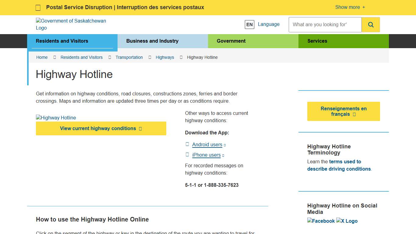 Check Highway Road Conditions (Highway Hotline) Saskatchewan Highways Government of Saskatchewan